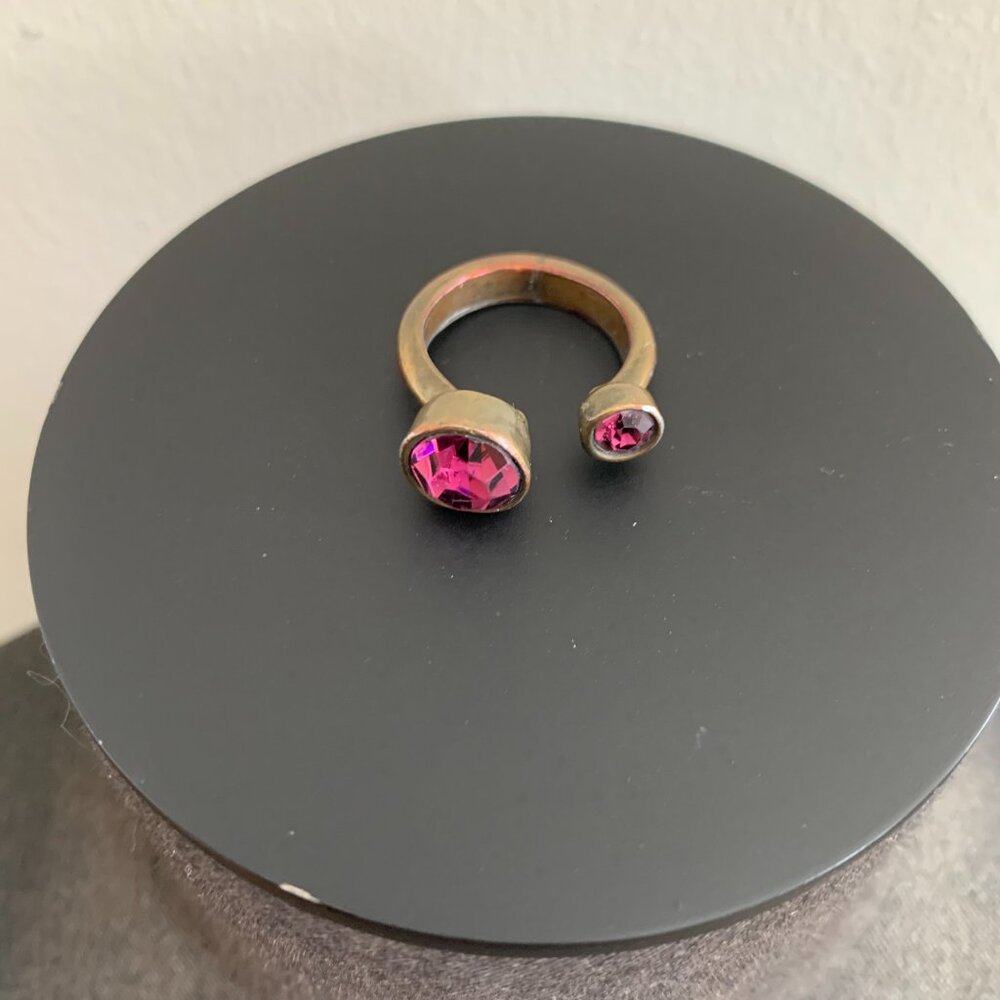 Avant Garde Paris Los Angeles VINTAGE Designer purple crystal bronze copper ring